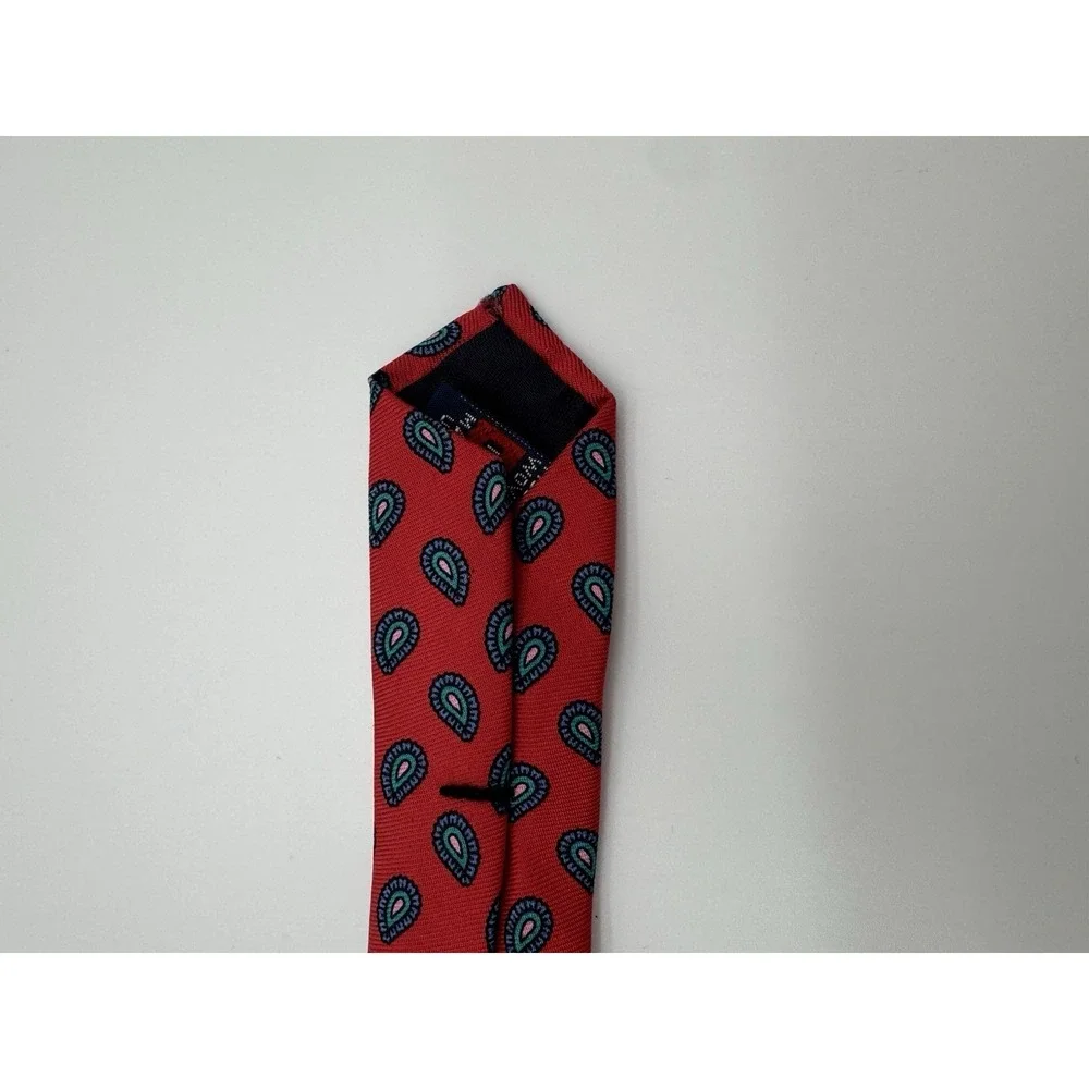 Briar‎ Handmade Red Silk Tie Paisley Pattern Made in USA Classic Mens Necktie